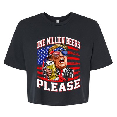 One Million Beers Please Trump 4th Of July Usa American Flag Bella+Canvas Jersey Crop Tee