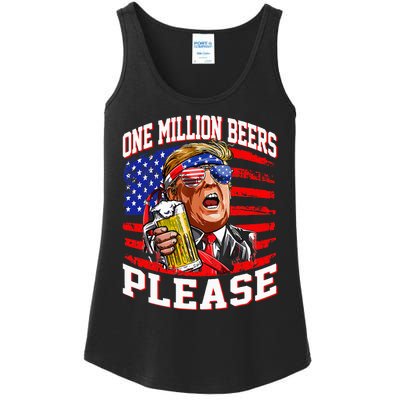 One Million Beers Please Trump 4th Of July Usa American Flag Ladies Essential Tank