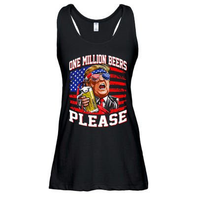 One Million Beers Please Trump 4th Of July Usa American Flag Ladies Essential Flowy Tank