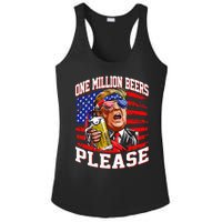 One Million Beers Please Trump 4th Of July Usa American Flag Ladies PosiCharge Competitor Racerback Tank