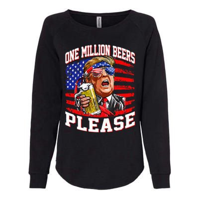 One Million Beers Please Trump 4th Of July Usa American Flag Womens California Wash Sweatshirt