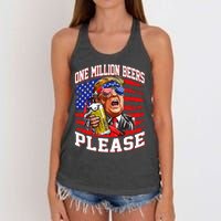 One Million Beers Please Trump 4th Of July Usa American Flag Women's Knotted Racerback Tank