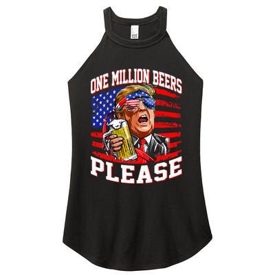 One Million Beers Please Trump 4th Of July Usa American Flag Women's Perfect Tri Rocker Tank