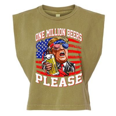 One Million Beers Please Trump 4th Of July Usa American Flag Garment-Dyed Women's Muscle Tee