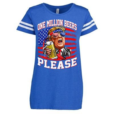 One Million Beers Please Trump 4th Of July Usa American Flag Enza Ladies Jersey Football T-Shirt