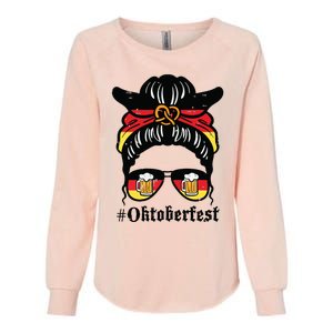 Oktoberfest Messy Bun German Flag Bavarian Festival Women Womens California Wash Sweatshirt