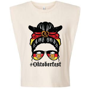 Oktoberfest Messy Bun German Flag Bavarian Festival Women Garment-Dyed Women's Muscle Tee