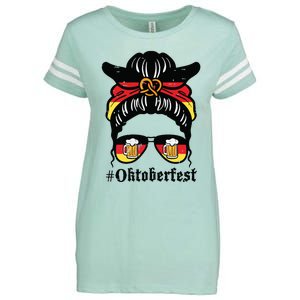 Oktoberfest Messy Bun German Flag Bavarian Festival Women Enza Ladies Jersey Football T-Shirt