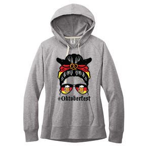 Oktoberfest Messy Bun German Flag Bavarian Festival Women Women's Fleece Hoodie