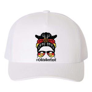 Oktoberfest Messy Bun German Flag Bavarian Festival Women Yupoong Adult 5-Panel Trucker Hat