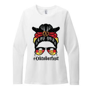 Oktoberfest Messy Bun German Flag Bavarian Festival Women Womens CVC Long Sleeve Shirt