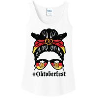 Oktoberfest Messy Bun German Flag Bavarian Festival Women Ladies Essential Tank