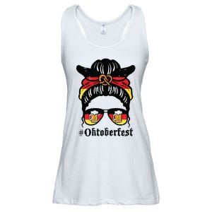 Oktoberfest Messy Bun German Flag Bavarian Festival Women Ladies Essential Flowy Tank