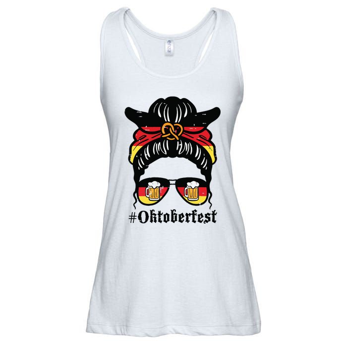 Oktoberfest Messy Bun German Flag Bavarian Festival Women Ladies Essential Flowy Tank