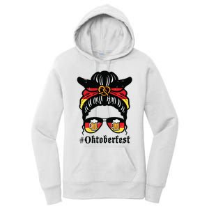 Oktoberfest Messy Bun German Flag Bavarian Festival Women Women's Pullover Hoodie