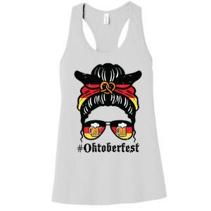 Oktoberfest Messy Bun German Flag Bavarian Festival Women Women's Racerback Tank