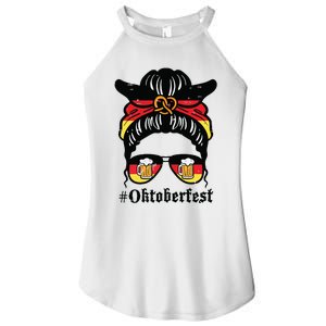 Oktoberfest Messy Bun German Flag Bavarian Festival Women Women's Perfect Tri Rocker Tank