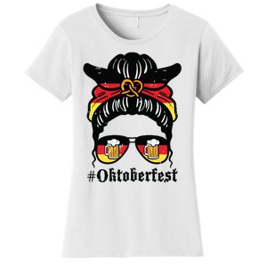 Oktoberfest Messy Bun German Flag Bavarian Festival Women Women's T-Shirt