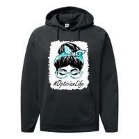 Optician Messy Bun Bleached Appreciation World Health Day Performance Fleece Hoodie