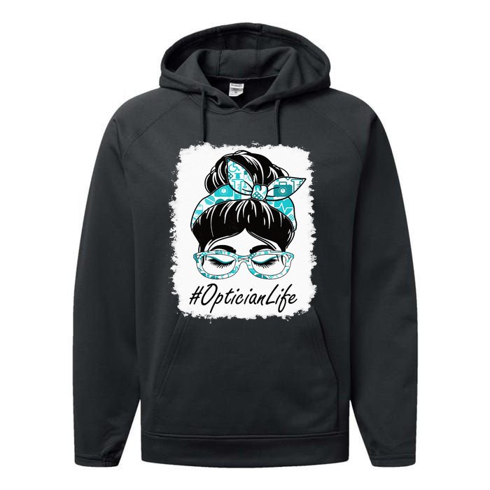 Optician Messy Bun Bleached Appreciation World Health Day Performance Fleece Hoodie