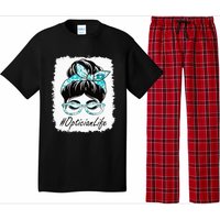 Optician Messy Bun Bleached Appreciation World Health Day Pajama Set