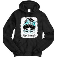 Optician Messy Bun Bleached Appreciation World Health Day Tie Dye Hoodie