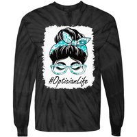 Optician Messy Bun Bleached Appreciation World Health Day Tie-Dye Long Sleeve Shirt