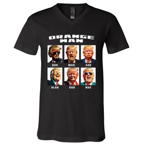 Orange Man Bad The Many Faces of Donald Trump V-Neck T-Shirt