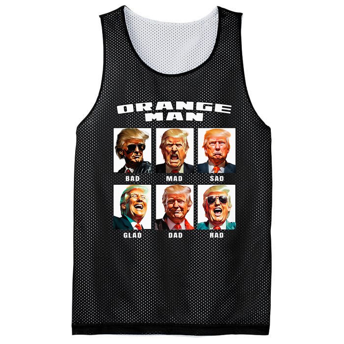 Orange Man Bad The Many Faces of Donald Trump Mesh Reversible Basketball Jersey Tank