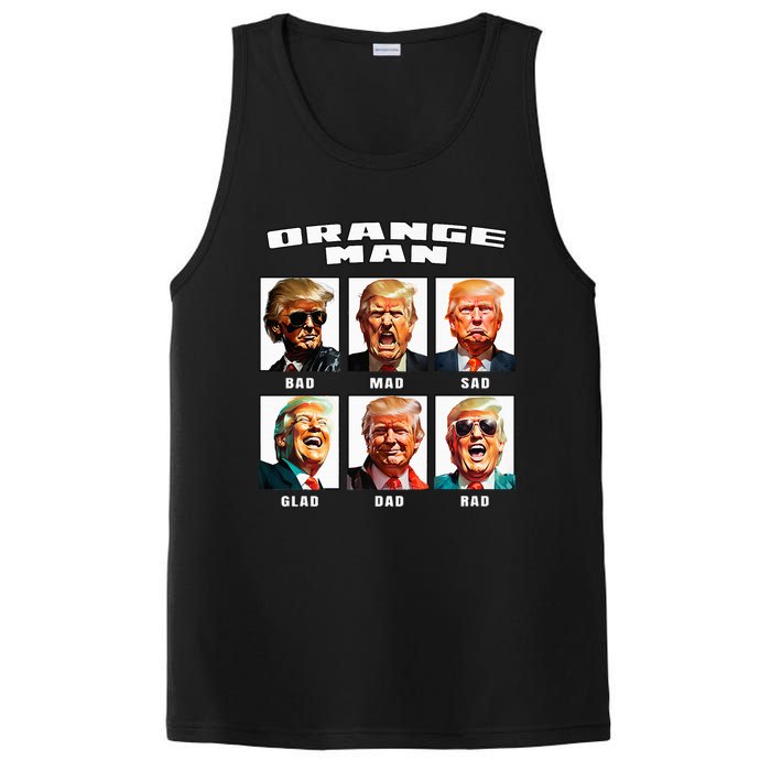 Orange Man Bad The Many Faces of Donald Trump PosiCharge Competitor Tank