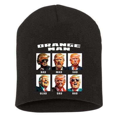 Orange Man Bad The Many Faces of Donald Trump Short Acrylic Beanie