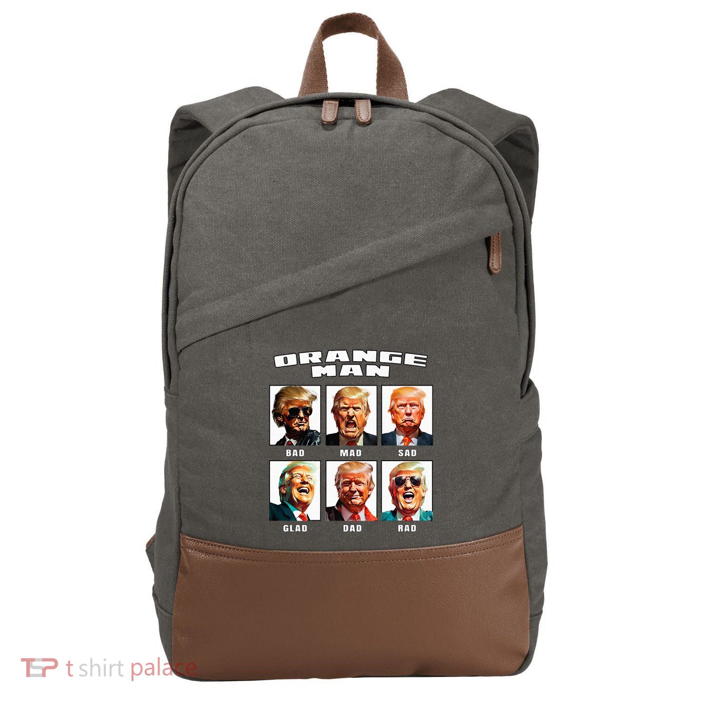 Orange Man Bad The Many Faces of Donald Trump Cotton Canvas Backpack