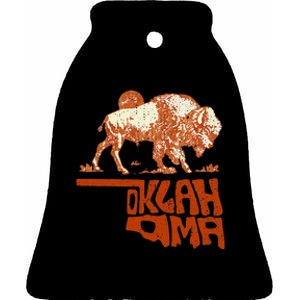 Oklahoma Map Bison Buffalo Oklahoma Souvenir Ceramic Bell Ornament