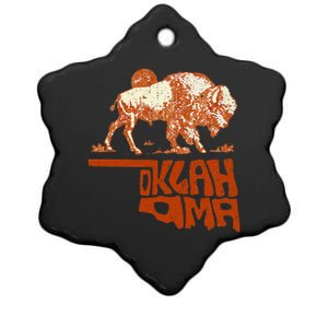 Oklahoma Map Bison Buffalo Oklahoma Souvenir Ceramic Star Ornament