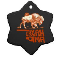 Oklahoma Map Bison Buffalo Oklahoma Souvenir Ceramic Star Ornament