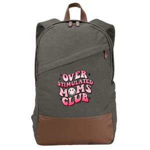 Overstimulated Moms Club Boho Groovy Funny Mothers Day Cotton Canvas Backpack