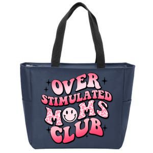 Overstimulated Moms Club Boho Groovy Funny Mothers Day Zip Tote Bag