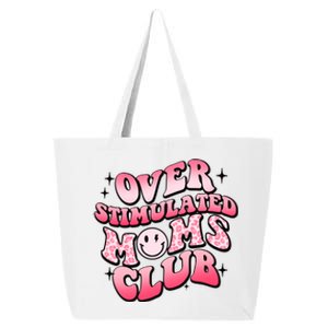 Overstimulated Moms Club Boho Groovy Funny Mothers Day 25L Jumbo Tote