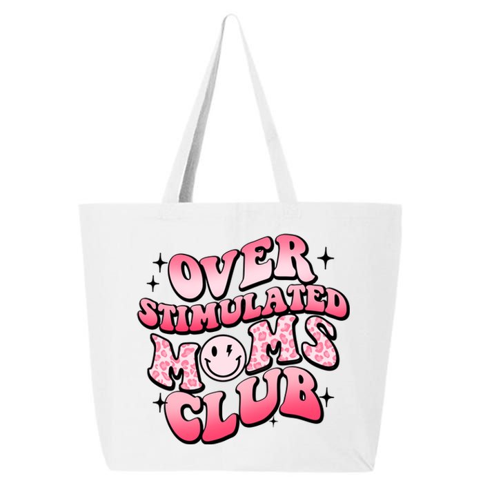 Overstimulated Moms Club Boho Groovy Funny Mothers Day 25L Jumbo Tote