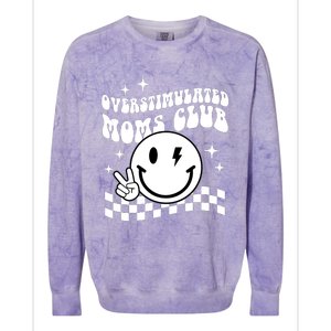 Overstimulated Moms Club Boho Smiley Mother Day Colorblast Crewneck Sweatshirt