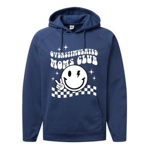 Overstimulated Moms Club Boho Smiley Mother Day Performance Fleece Hoodie