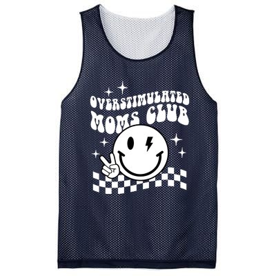 Overstimulated Moms Club Boho Smiley Mother Day Mesh Reversible Basketball Jersey Tank