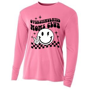 Overstimulated Moms Club Boho Smiley Mother Day Cooling Performance Long Sleeve Crew