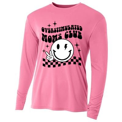 Overstimulated Moms Club Boho Smiley Mother Day Cooling Performance Long Sleeve Crew