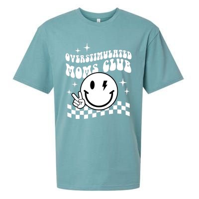 Overstimulated Moms Club Boho Smiley Mother Day Sueded Cloud Jersey T-Shirt