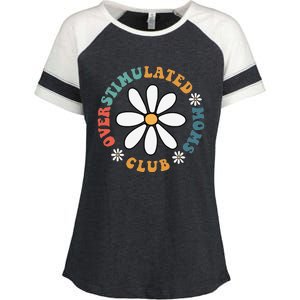 Overstimulated Moms Club Groovy Funny Trendy Words On Back Enza Ladies Jersey Colorblock Tee