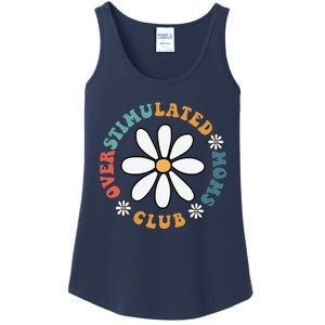 Overstimulated Moms Club Groovy Funny Trendy Words On Back Ladies Essential Tank