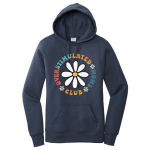 Overstimulated Moms Club Groovy Funny Trendy Words On Back Women's Pullover Hoodie