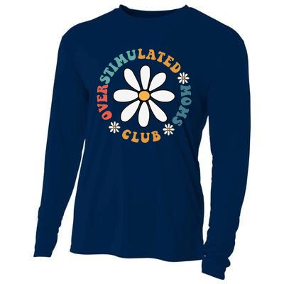 Overstimulated Moms Club Groovy Funny Trendy Words On Back Cooling Performance Long Sleeve Crew