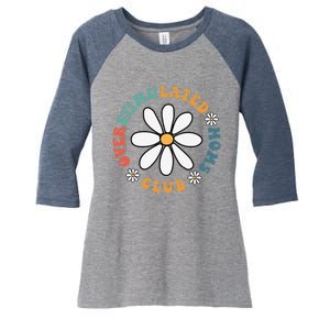 Overstimulated Moms Club Groovy Funny Trendy Words On Back Women's Tri-Blend 3/4-Sleeve Raglan Shirt